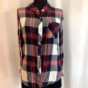 Rails Navy Red White Button Up Top - Size Extra Small grunge